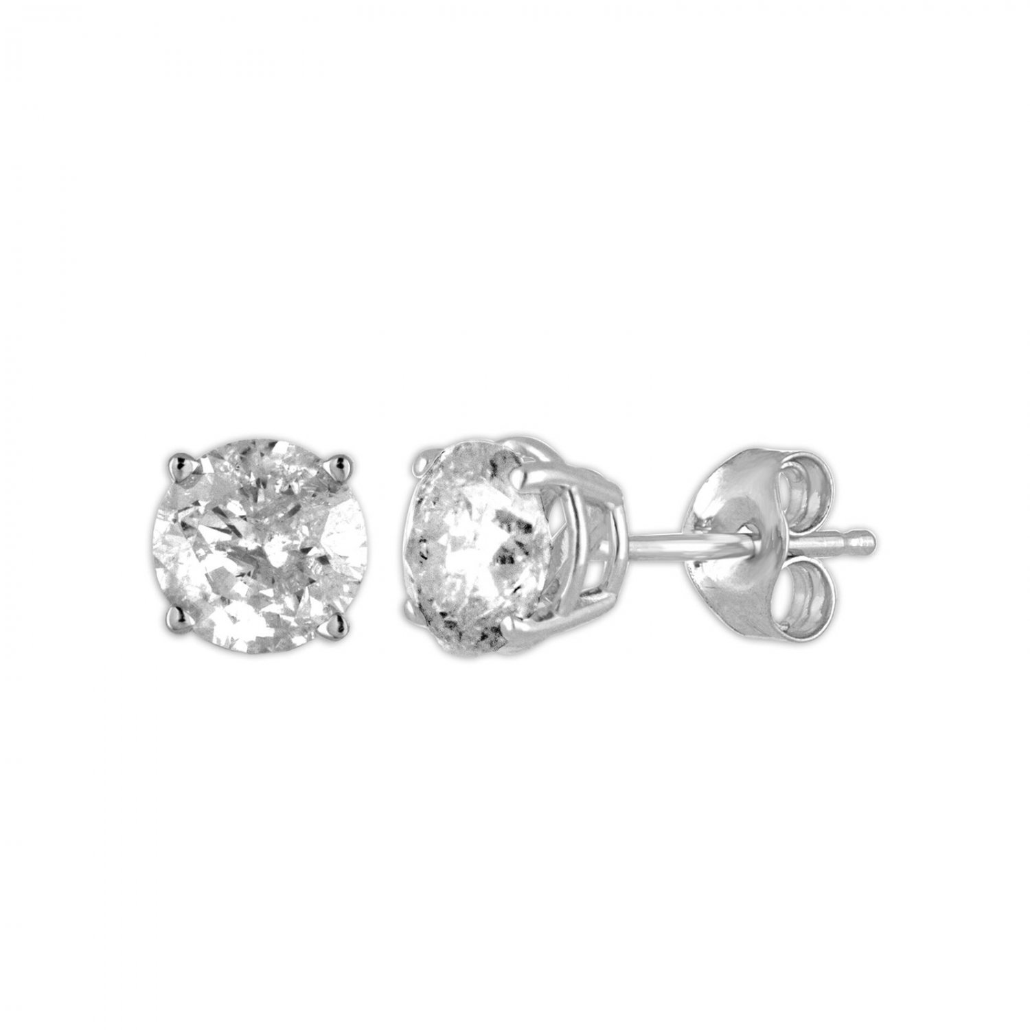 1.05Ct Round Cut Natural Diamond Stud Earrings in 14K White Gold