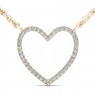 Solid 10k Yellow Gold 0.10Ct Round Cut Diamond Bold Heart Pendant Necklace HI I2