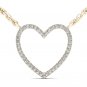 Solid 10k Yellow Gold 0.10Ct Round Cut Diamond Bold Heart Pendant Necklace HI I2