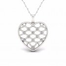 S925 Sterling Silver 0.22ct TDW Diamond Chain Link Fence Heart Necklace (H-I,I2)