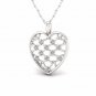 S925 Sterling Silver 0.22ct TDW Diamond Chain Link Fence Heart Necklace (H-I,I2)