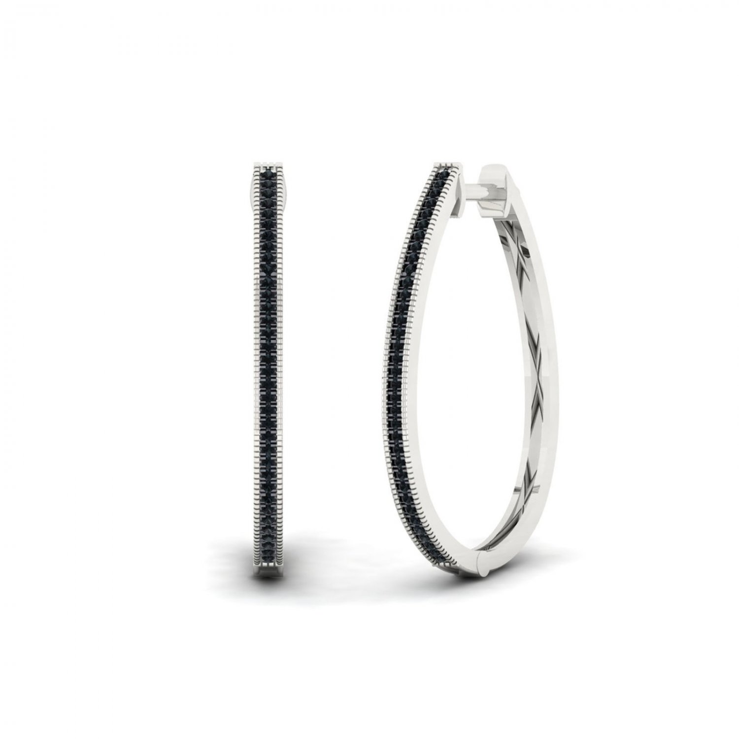 Sterling Silver 0.25ct TW Black Diamond Hoop Earrings  (H-I, I2)