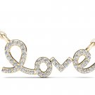 10k Yellow Gold 0.15 Ct Natural Round Cut Diamond Love Pendant Necklace HI I2