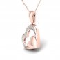 10K Rose Gold 0.05ct Round Cut Natural TDW Diamond Heart shape Pendant  H-I I2