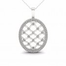 10K White Gold 0.25ct TDW Diamond Oval Shape Filigree Fashion Pendant Necklace 10K White Gold 0.25ct TDW Diamond Oval Shape Filigree Fashion Pendant Necklace
