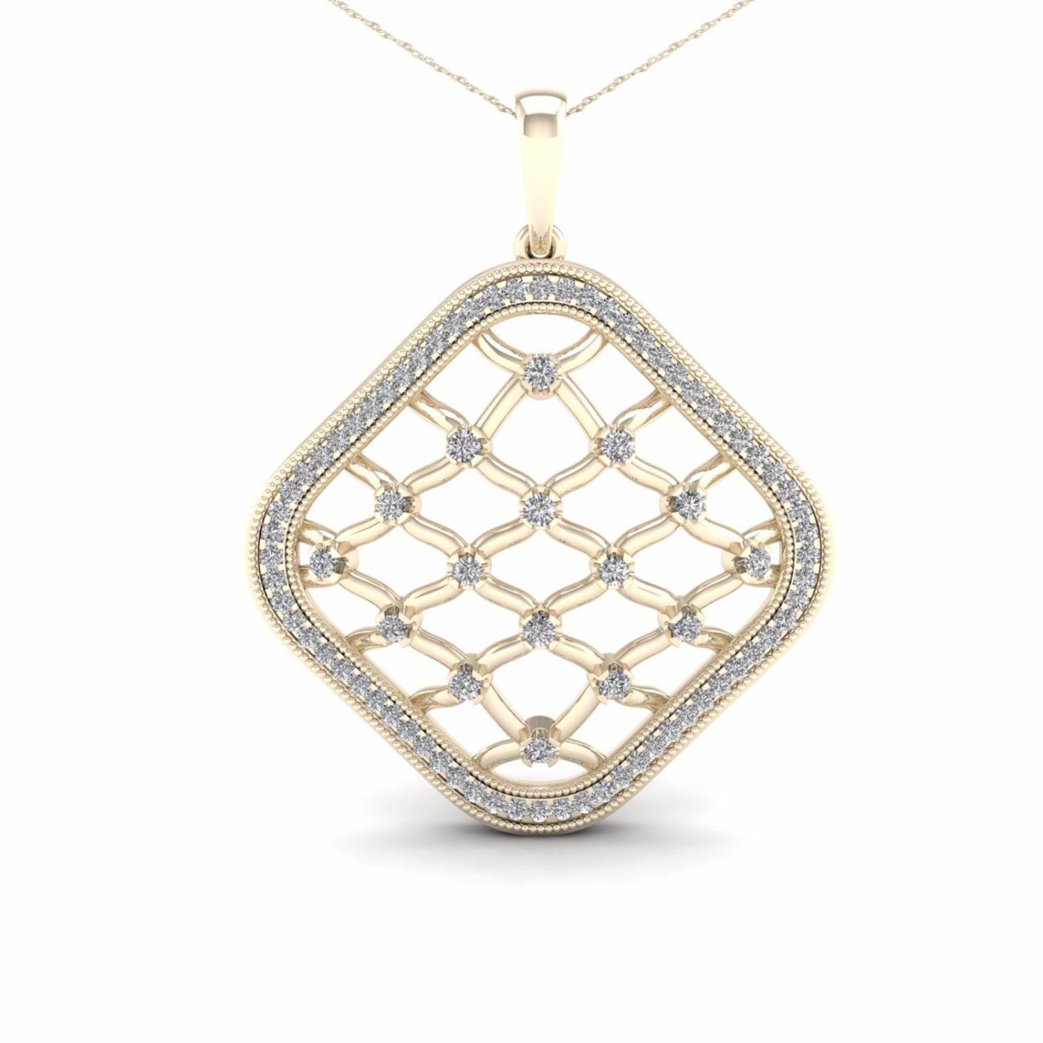 10K Yellow Gold 0.25ct TDW Diamond Filigree Fashion Pendant Necklace