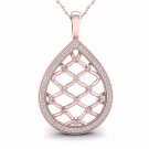 10K Rose Gold 0.25ct TDW Diamond Drop Shape Filigree Fashion Pendant Necklace 10K Rose Gold 0.25ct TDW Diamond Drop Shape Filigree Fashion Pendant Necklace
