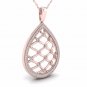 10K Rose Gold 0.25ct TDW Diamond Drop Shape Filigree Fashion Pendant Necklace