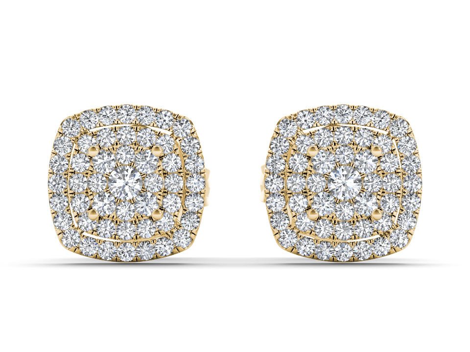 Genuine 10k Yellow Gold 0.35 Ct Round Cut Diamond Stud Earrings HI I2