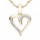 Solid 10k Yellow Gold 0.05 Ct Round Cut Diamond Heart Pendant Necklace HI I2 Solid 10k Yellow Gold 0.05 Ct Round Cut Diamond Heart Pendant Necklace HI I2
