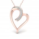Real 10K Rose Gold 0.04ct Round Cut TDW Diamond Heart shape Pendant (H-I I2)