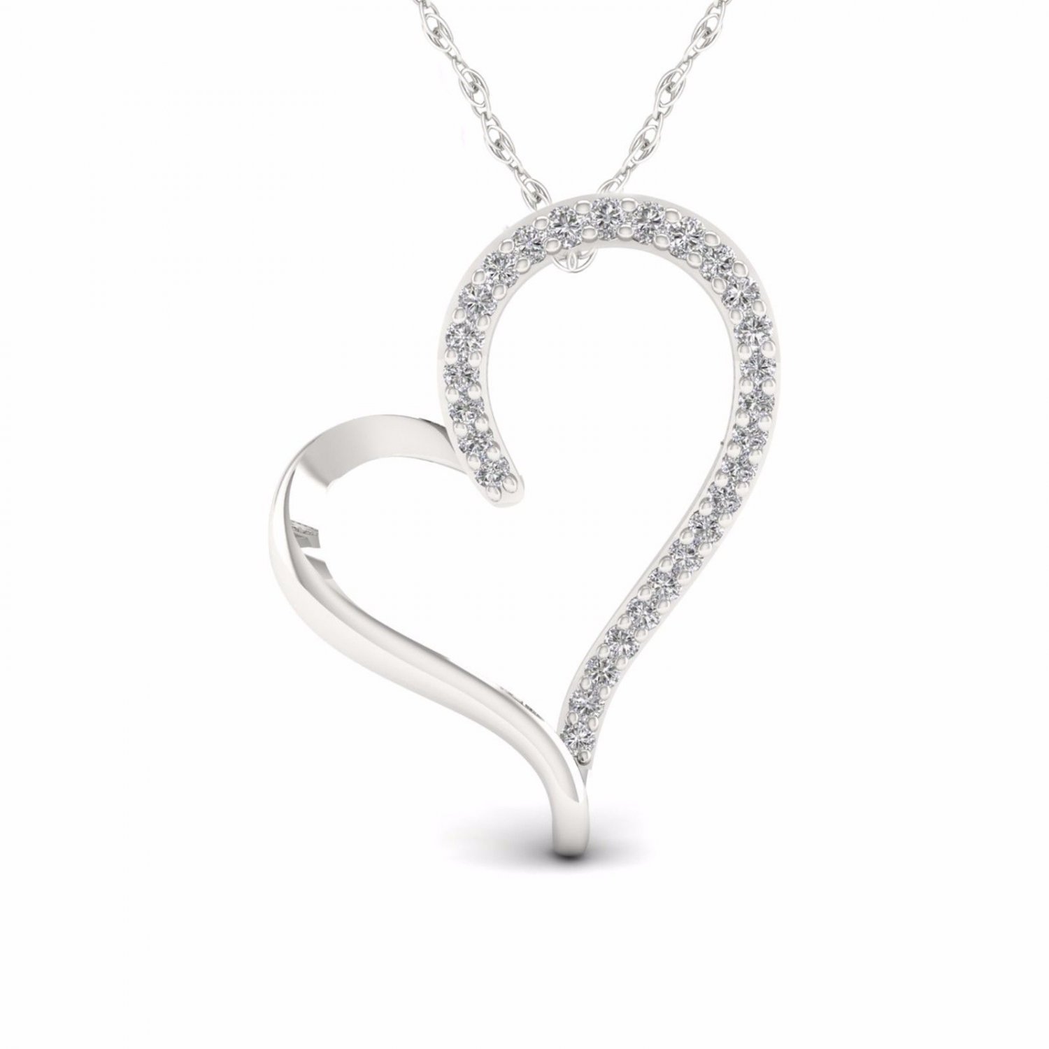 S925 Sterling Silver 0.16ct TDW Diamond Heart Necklace (H-I, I2)