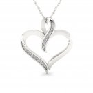 10K White Gold 0.05ct Round Cut Natural TDW Diamond Heart shape Pendant I2 10K White Gold 0.05ct Round Cut Natural TDW Diamond Heart shape Pendant I2