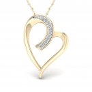 Real 10K Yellow Gold 0.04ct Round Cut TDW Diamond Heart shape Pendant (H-I I2)