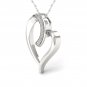 Real 10K White Gold 0.04ct Round Cut TDW Diamond Heart shape Pendant (H-I I2)
