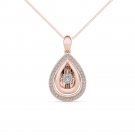 Solid 10K Rose Gold 0.18Ct Round Cut Dancing Diamond  Pendant Necklace