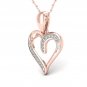 Real 10K Rose Gold 0.05ct Round Cut Natural TDW Diamond Heart shape Pendant I2