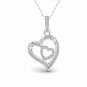 925 Sterling Silver 0.15ct TDW Natural Diamond Heart in Heart Necklace (H-I,I2)