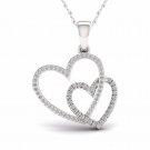 S925 Sterling Silver 0.20ct TDW Diamond Twin Heart Necklace (H-I, I2)