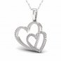 S925 Sterling Silver 0.20ct TDW Diamond Twin Heart Necklace (H-I, I2)
