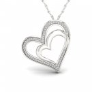 S925 Sterling Silver 0.15ct TDW Diamond Heart in Heart Necklace (H-I, I2)