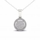 10K White Gold 0.15ct TDW DiamondCluster Halo Pendant Necklace