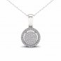 10K White Gold 0.15ct TDW DiamondCluster Halo Pendant Necklace