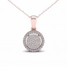 10K Rose Gold 0.15ct TDW DiamondCluster Halo Pendant Necklace