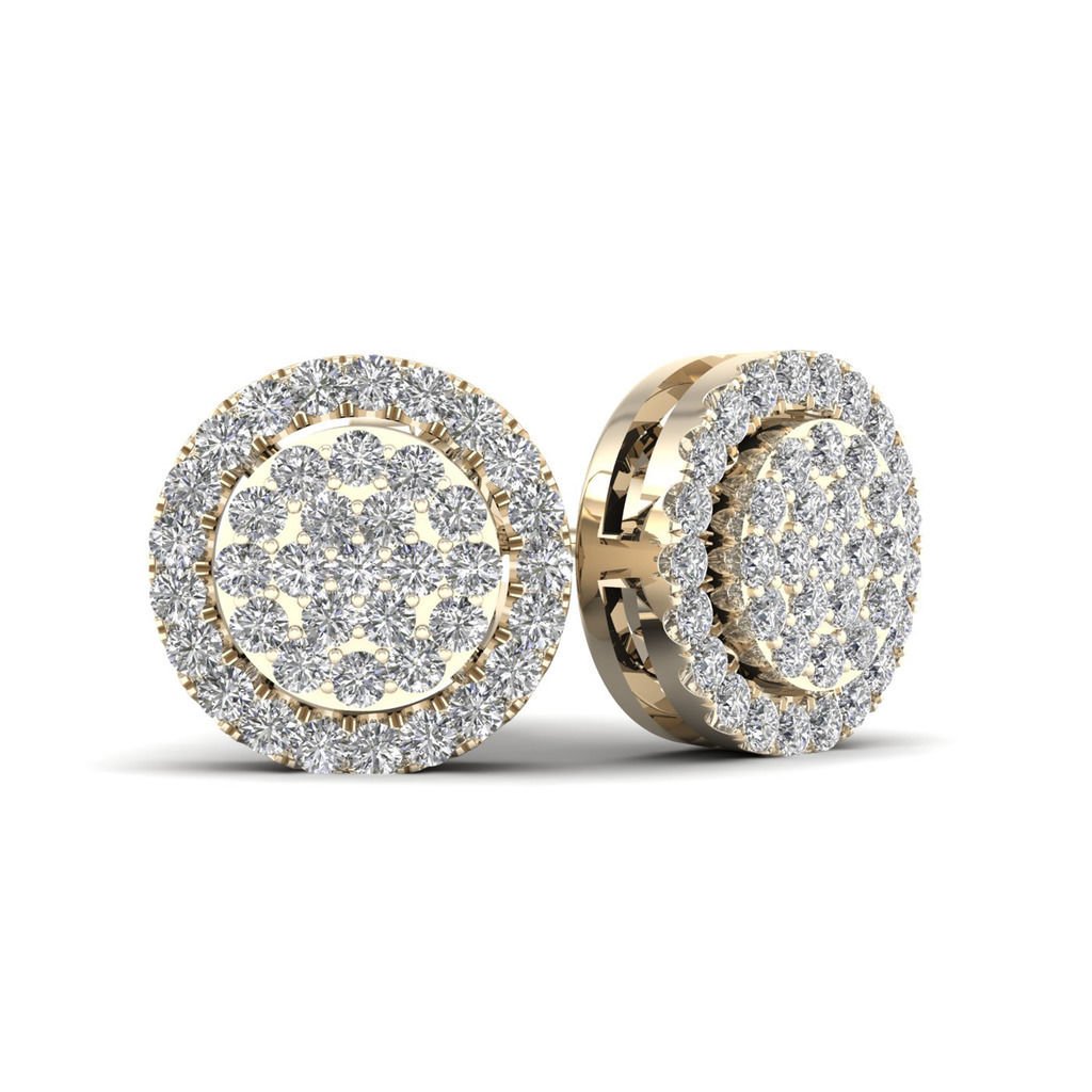 10k Yellow Gold 0.18ct TDW Diamond Cluster Halo Stud Earrings H-I  I2