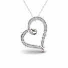 S925 Sterling Silver 0.16ct TDW Round Cut Diamond Heart Necklace (H-I, I2)