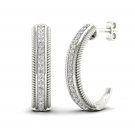 Sterling Silver 0.25ct TW Diamond Half- Hoop Earrings  (H-I, I2)