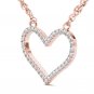 Solid 10k Rose Gold 0.12 Ct Round Cut Diamond Bold Heart Pendant Necklace HI I2
