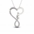 S925 Sterling Silver 0.25ct TDW Diamond Twisted Heart Love Necklace (H-I,I2)