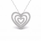 S925 Sterling Silver 0.25ct TDW Diamond Concentric Hearts Necklace (H-I, I2)