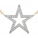 10k Yellow Gold 0.12 Ct Natural Round Cut Diamond Star Pendant Necklace HI I2