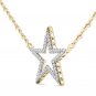 10k Yellow Gold 0.12 Ct Natural Round Cut Diamond Star Pendant Necklace HI I2