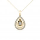 Solid 10K Yellow Gold 0.18Ct Round Cut Dancing Diamond Pendant Necklace Solid 10K Yellow Gold 0.18Ct Round Cut Dancing Diamond Pendant Necklace