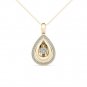 Solid 10K Yellow Gold 0.18Ct Round Cut Dancing Diamond Pendant Necklace
