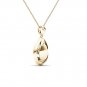 Solid 10K Yellow Gold 0.18Ct Round Cut Dancing Diamond Pendant Necklace