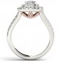 14k Pink Two Tone White Gold 1.5ct TDW Princess Cut Diamond Halo Engagement Ring