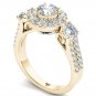 Real 14k Yellow Gold 2.00 ct TDW Natural Round Cut Diamond Halo Ring H-I,I2