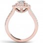 Solid 14k Rose Gold 1.5ct TDW Princess Cut Diamond Halo Engagement Ring H-I I2