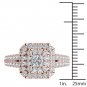 Solid 14k Rose Gold 1.5ct TDW Princess Cut Diamond Halo Engagement Ring H-I I2