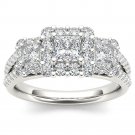 Solid 14K White Gold 1.50 Ct Brillant Princess Cut Diamond Engagement Ring Solid 14K White Gold 1.50 Ct Brillant Princess Cut Diamond Engagement Ring