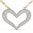 Solid 10k Yellow Gold 0.33Ct Round Cut Diamond Bold Heart Pendant Necklace HI I2 Solid 10k Yellow Gold 0.33Ct Round Cut Diamond Bold Heart Pendant Necklace HI I2