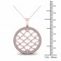 10K Rose Gold 0.25ct TDW Diamond Round Shape Filigree Fashion Pendant Necklace