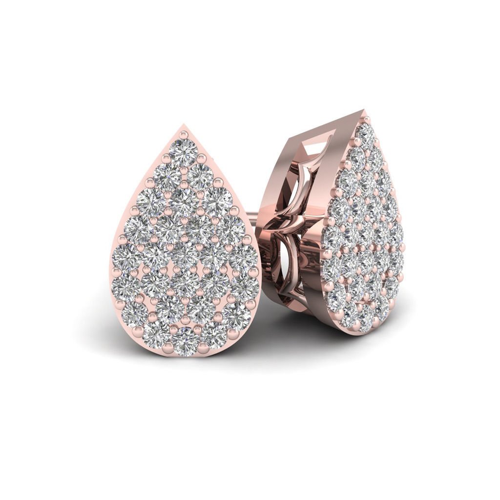 10k Rose Gold 0.15ct TDW Diamond Drop Shape Cluster Stud Earrings H-I  I2