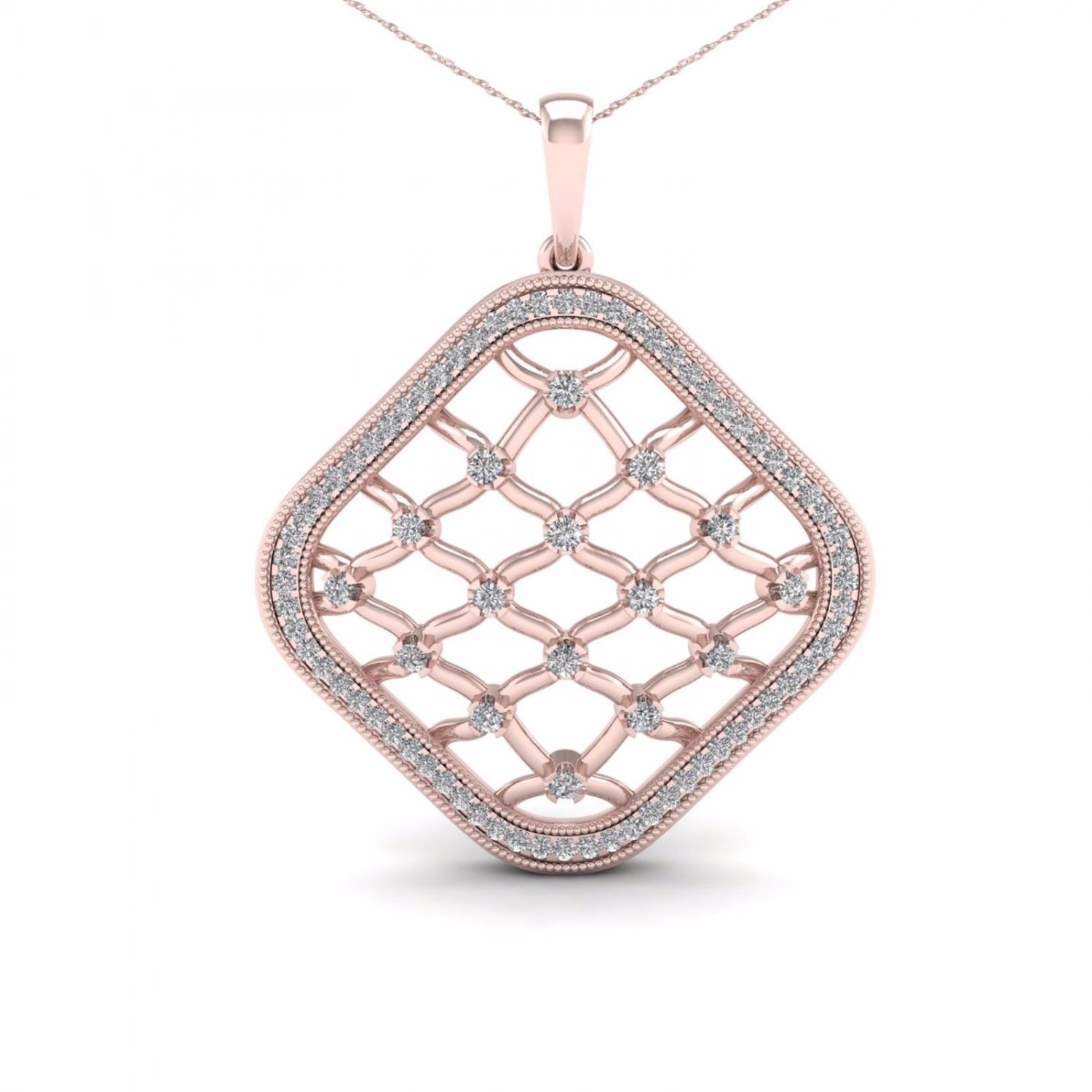 10K Rose Gold 0.25ct TDW Diamond Filigree Fashion Pendant Necklace