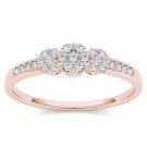 14k Solid Rose Gold 0.2 Ct Round Cut Diamond Cluster Engagement Ring HI I2 Size 14k Solid Rose Gold 0.2 Ct Round Cut Diamond Cluster Engagement Ring HI I2 Size