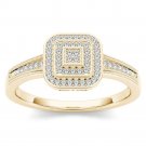 Solid 14k Yellow Gold 0.14 Ct Round Cut Diamond Halo Engagement Ring HI I2 Size
